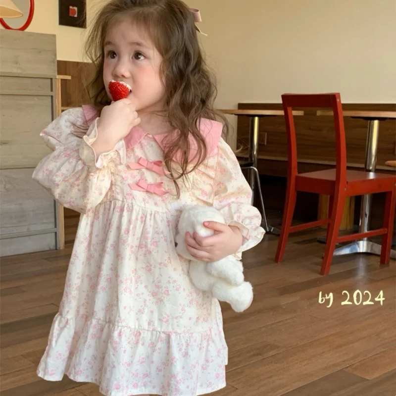Girl Dress Kids Baby Party Birthday Evening Gown Cotton 2024 Cute Spring Autumn Outfits Toddler Beach Flower Girl Dress Children