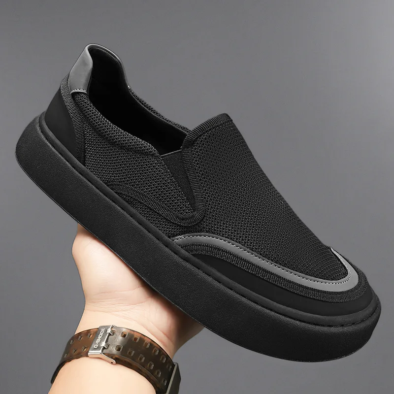 Heren Casual Slip-On Flats Schoenen Mode Zomer Zachte Zolen Sneakers Mesh Ademend Heren Nieuwe Outdoor Comfortabele Loafers Zapatillas