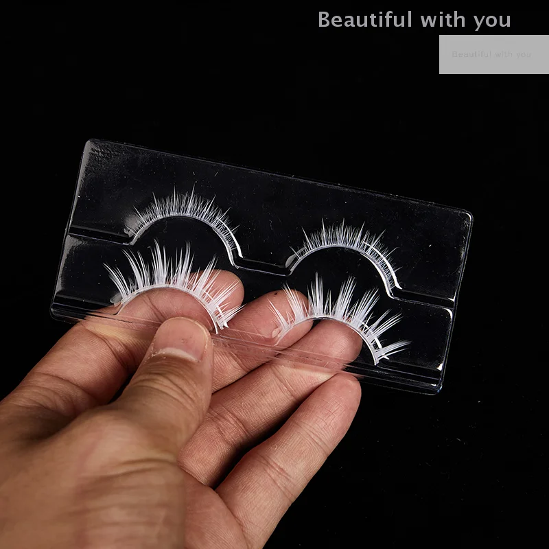 New2 أزواج من الرموش الصناعية البيضاء العلوية والسفلية أدوات تمديد الرموش الناعمة #3