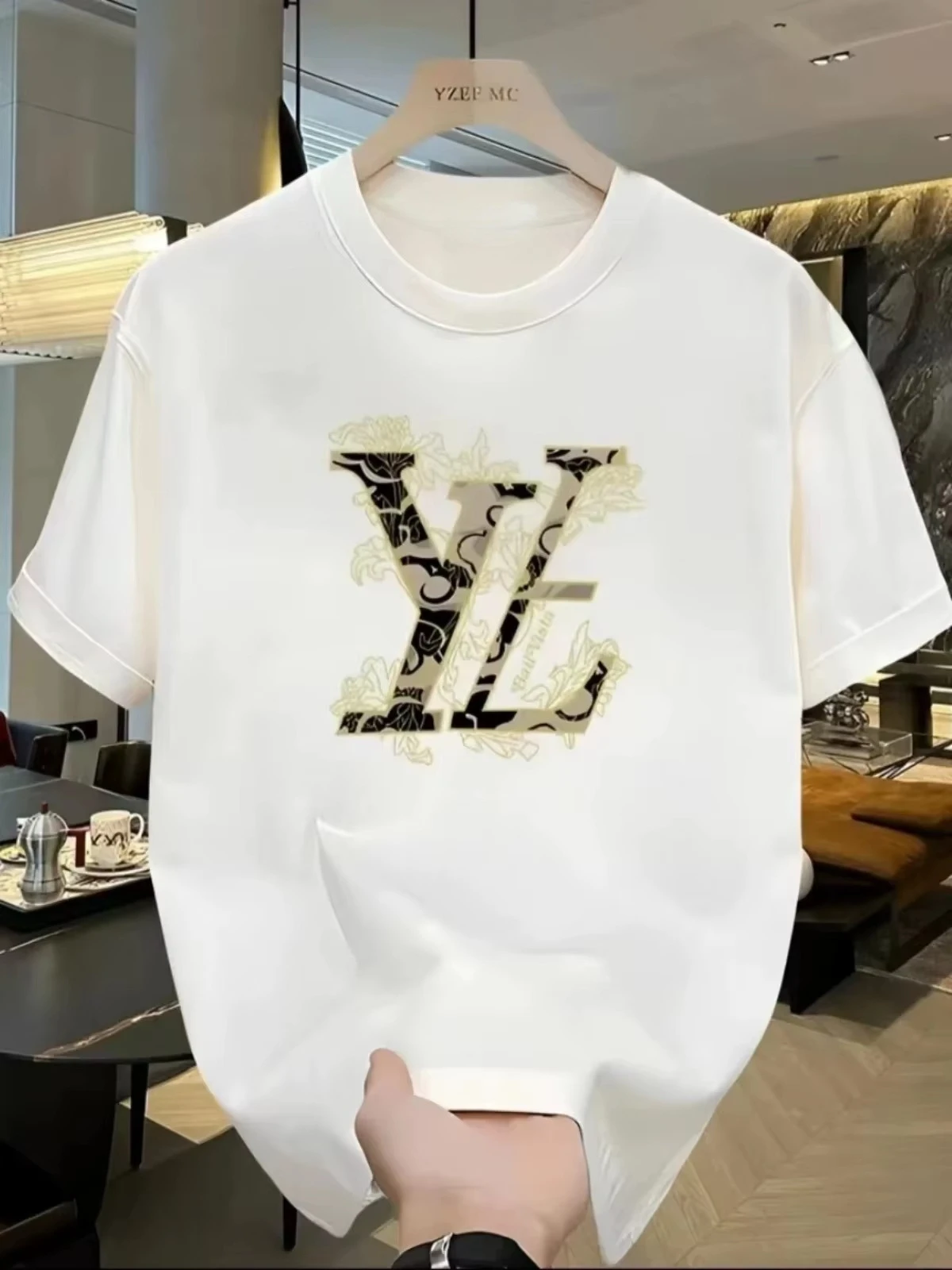 2026 الاتجاه الجديد العلامة التجارية الراقية إلكتروني طباعة قصيرة الأكمام تصميم حار نمط 100% القطن فضفاض كبير الحجم تي شيرت