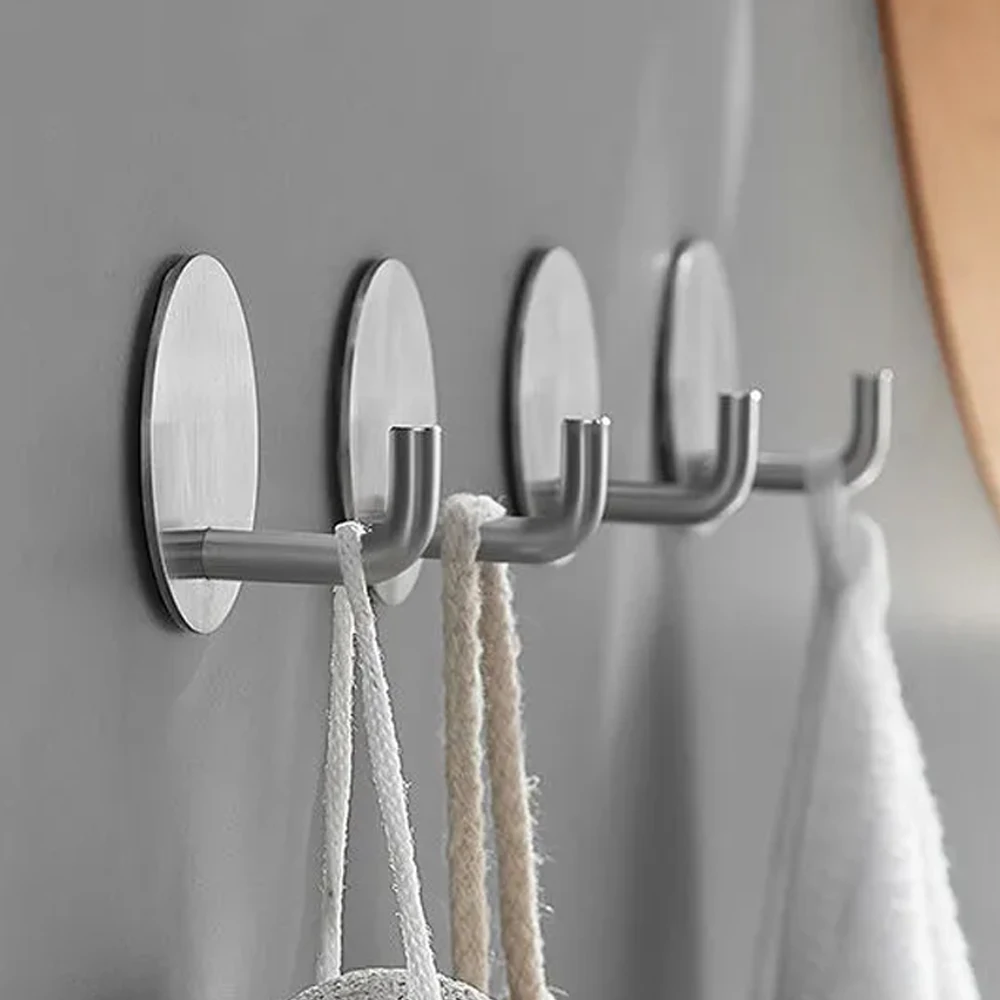 Circle Self-Adhesive Wall Hook Sticker Coat Hook Hanging Towel Rack Clothes Bag Hanger Kitchen Bathroom Door Organizer Rack Hook view 3