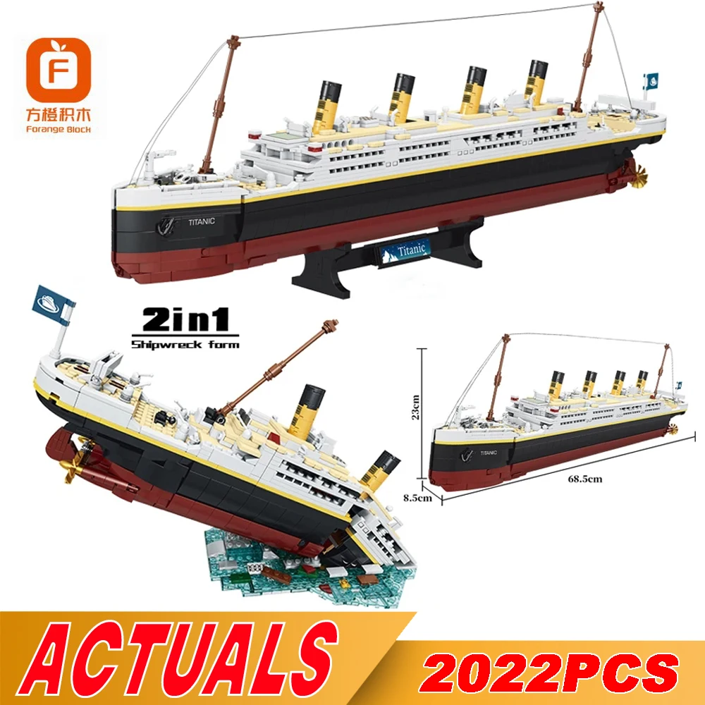 

NEW 2022PCS Creative Movie 2in1 Titanic Large Cruise Boat Ship Model Steamship Building Blocks Bricks DIY Toys For Kids Gifts