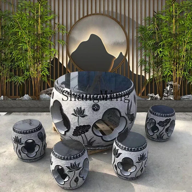 

DHY stone table stone stool table courtyard garden Chinese casual tea table chair ornament