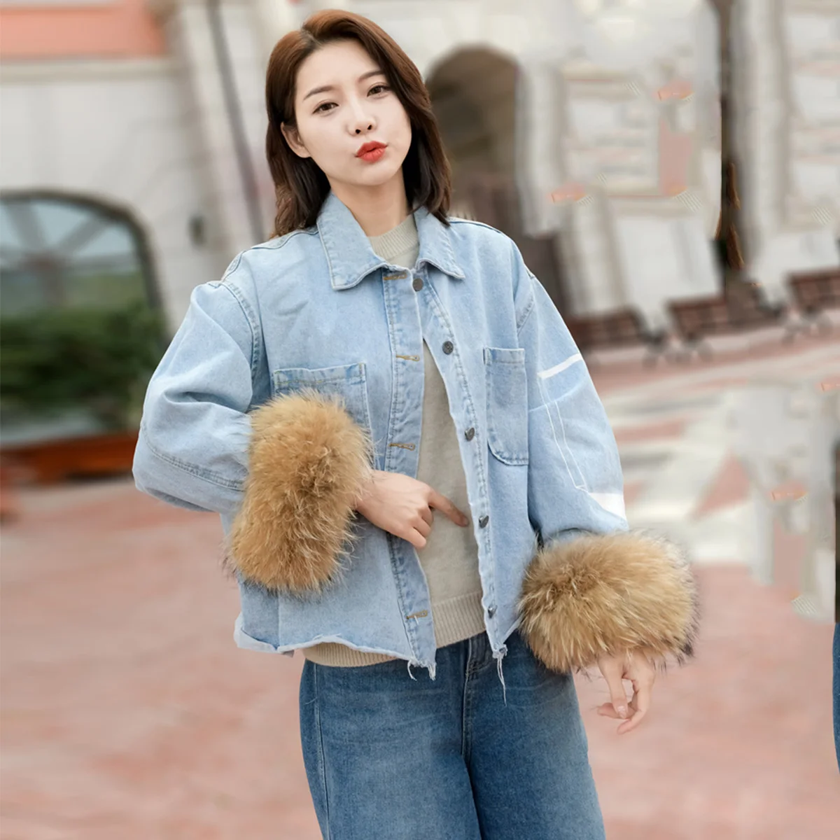 

FEIMANYUAN женские манжеты из натурального меха енота, комплект зимних аксессуаров, манжеты из натурального меха енота для женщин