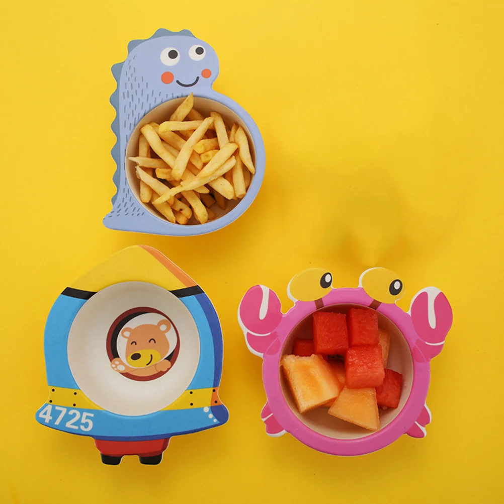 

Durable Bamboo Fiber Kids Bowl Cute Dinosaur Design Portable Feeding Dish for Fruits Snacks Salad Bamboo Fiber Bowl