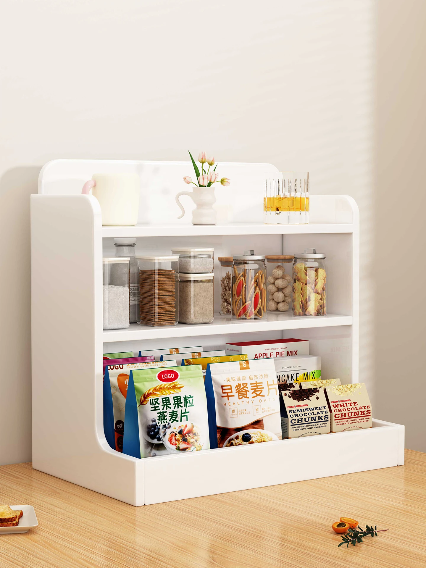 

Multi-Functional Desktop Organizer Ra Living Room Dining Table Sna Storage elf Kitchen Countertop Cup Holder Wood Material