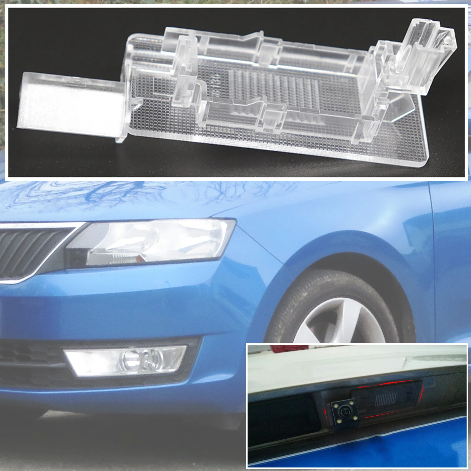 Dla Skoda Rapid NH1 Spaceback Hatchback 2014 - 2018 tylny bagażnik widok uchwyt aparatu oświetlenie tablicy rejestracyjnej mocowanie obudowy wymiana