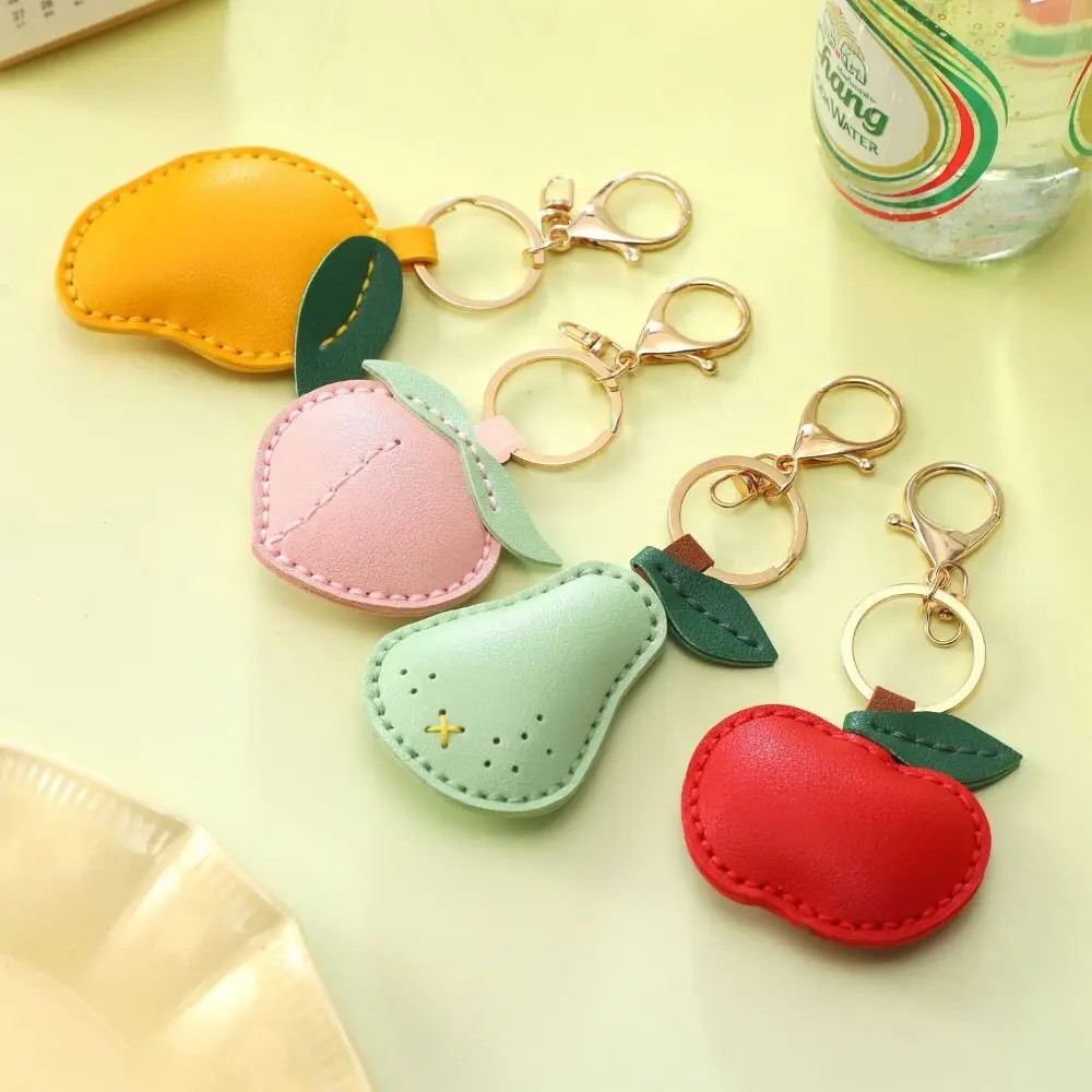 الإبداعية لطيف الفاكهة قلادة الفراولة الكرز الجلود المفاتيح الخوخ سيارة كيرينغ حقيبة قلادة الرجال #3