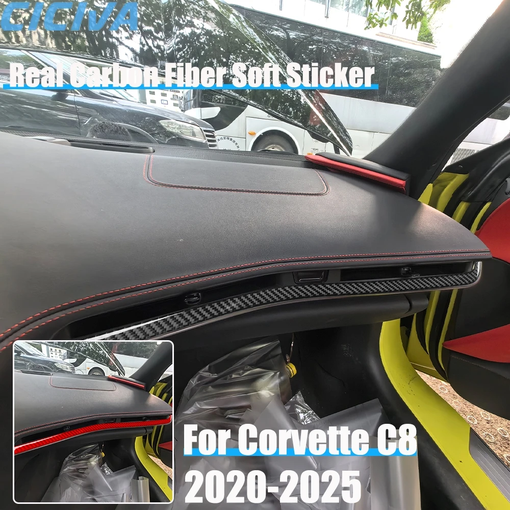 

Автомобильные аксессуары из настоящего углеродного волокна, центральная вентиляционная полоса, мягкая наклейка для Chevrolet Corvette C8 2020 2021 2022 2023 2024 2025