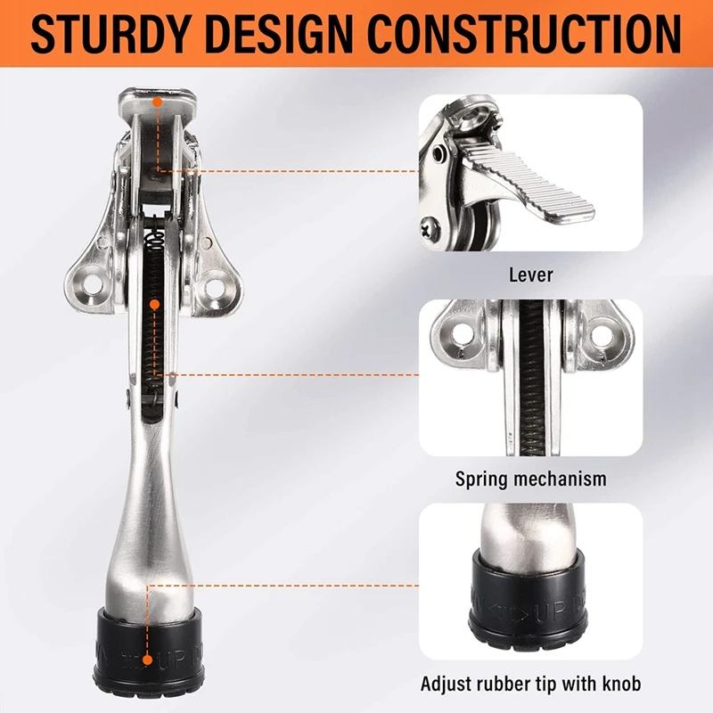 6 сверхмощных дверных ограничителей для дна с регулируемыми резиновыми наконечниками, пружинный дверной ограничитель, замена дверного ограничителя, 4 дюйма