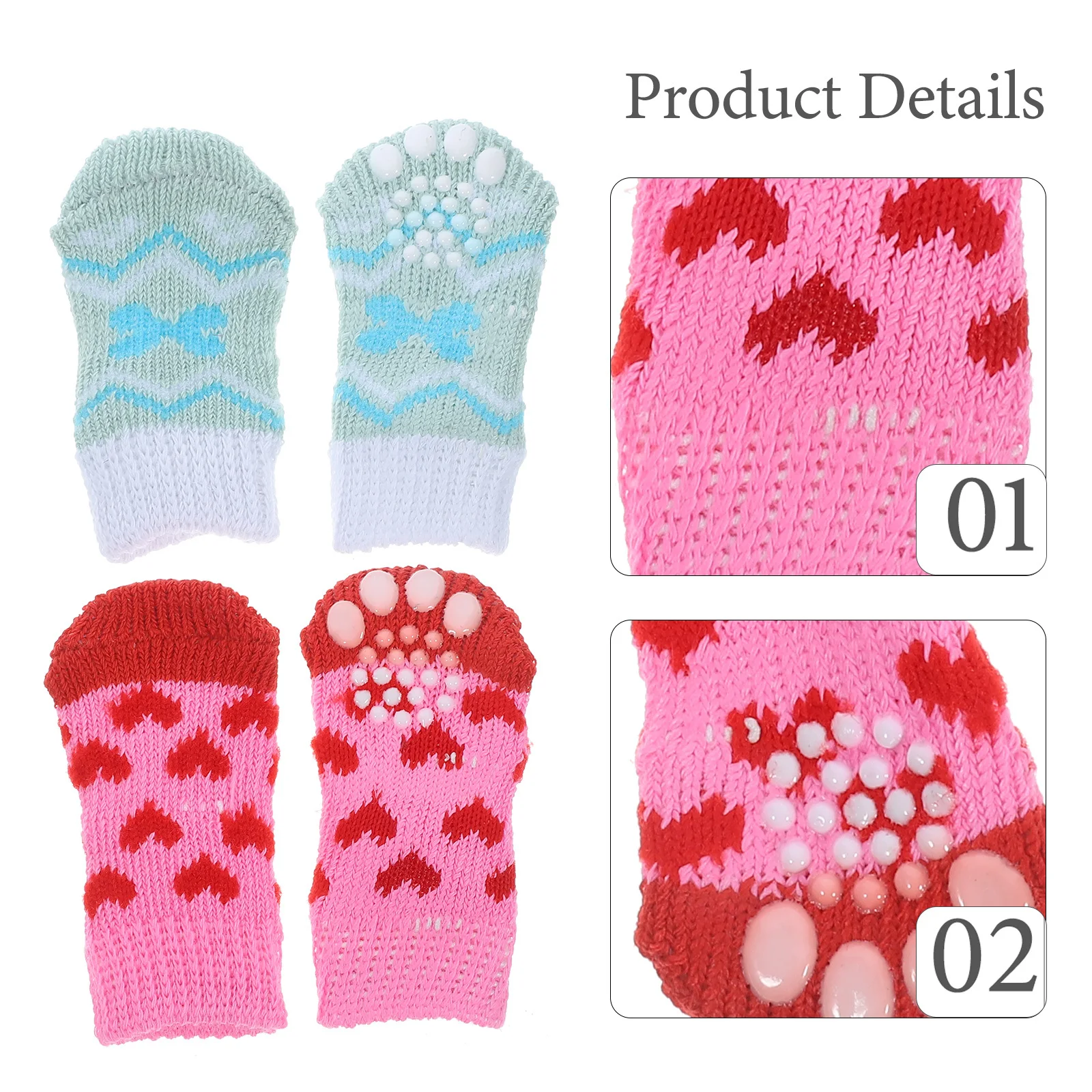 

4Pairs Anti Slip Pet Paw Protector Socks Winter Warm Cotton Soft Comfortable Dog Socks Lightweight Breathable Wear Resistant Paw