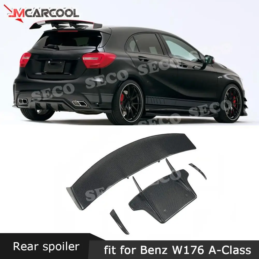 

For Benz W176 A180 A200 A260 A45 AMG 2013-2017 Carbon Fiber Rear Spoiler Roof Tail Wings V Style Spoiler Car Tuning Parts