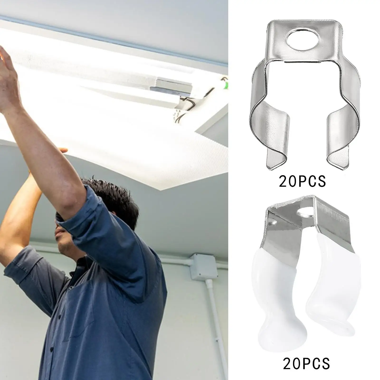 

20x T5 U Clips Holder Bracket Lamp Support Pipe Clamps for LED Light Tube LED Fluorescent Tube Replacement Mounting Accessories