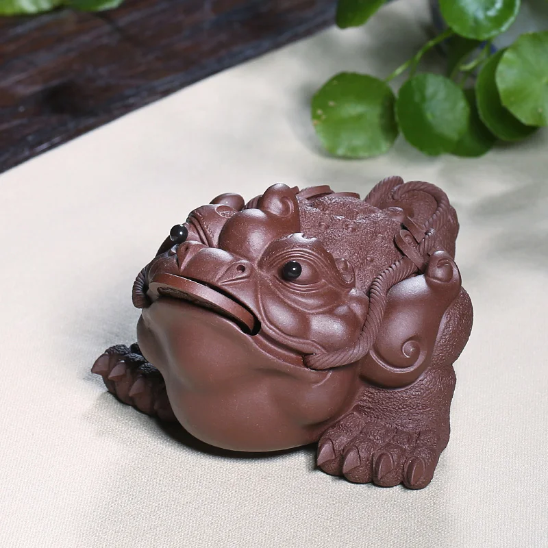 Zanghutianxia Purple Sand Golden Toad Tea Ornaments Decoration Tea Set Tea Set Kung Fu Yixing Tea Ceremony Single Horn Handmade