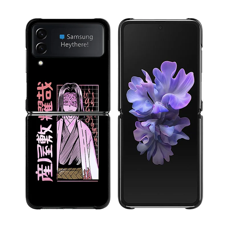 Luxury Mobile Phone Cases For Samsung Galaxy ZFlip6 Z Flip3 Flip4 Flip5 5G Flip 6 5 4 3 Demon Slayer Black Hard Anti-Drop Cover image 3