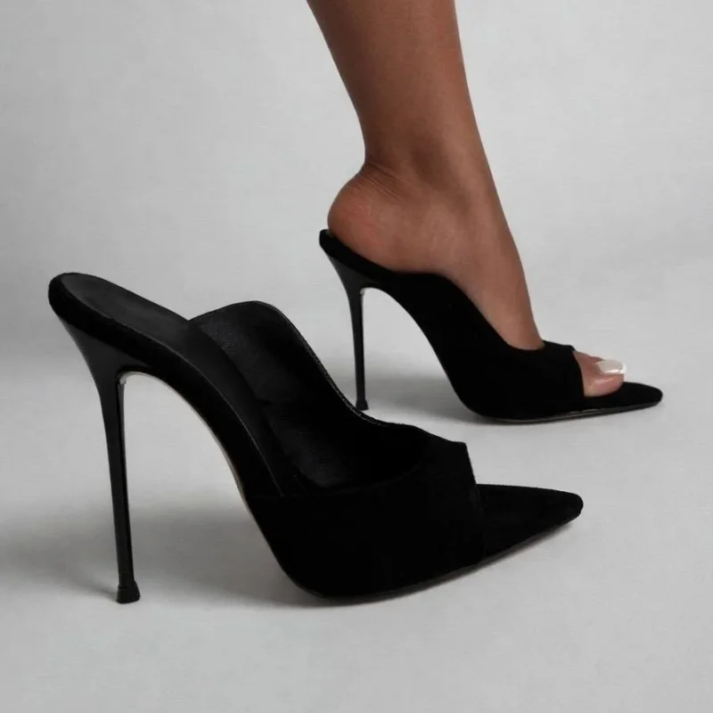 MKKHOU Fashion Pumps New High Quality Satin Fish Mouth Sandals Pointed Thin Heels 12cm High Heels Women's Heels Shoes Dress view 4
