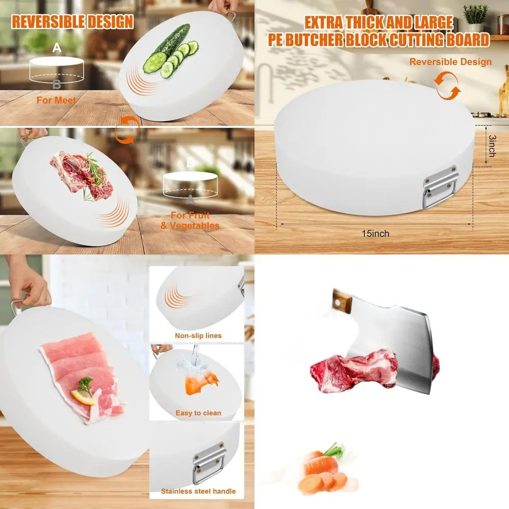 

15x15 Inch Thick Double-Sided Non-Slip White Heavy-Duty Plastic Butcher Block for Kitchen Use