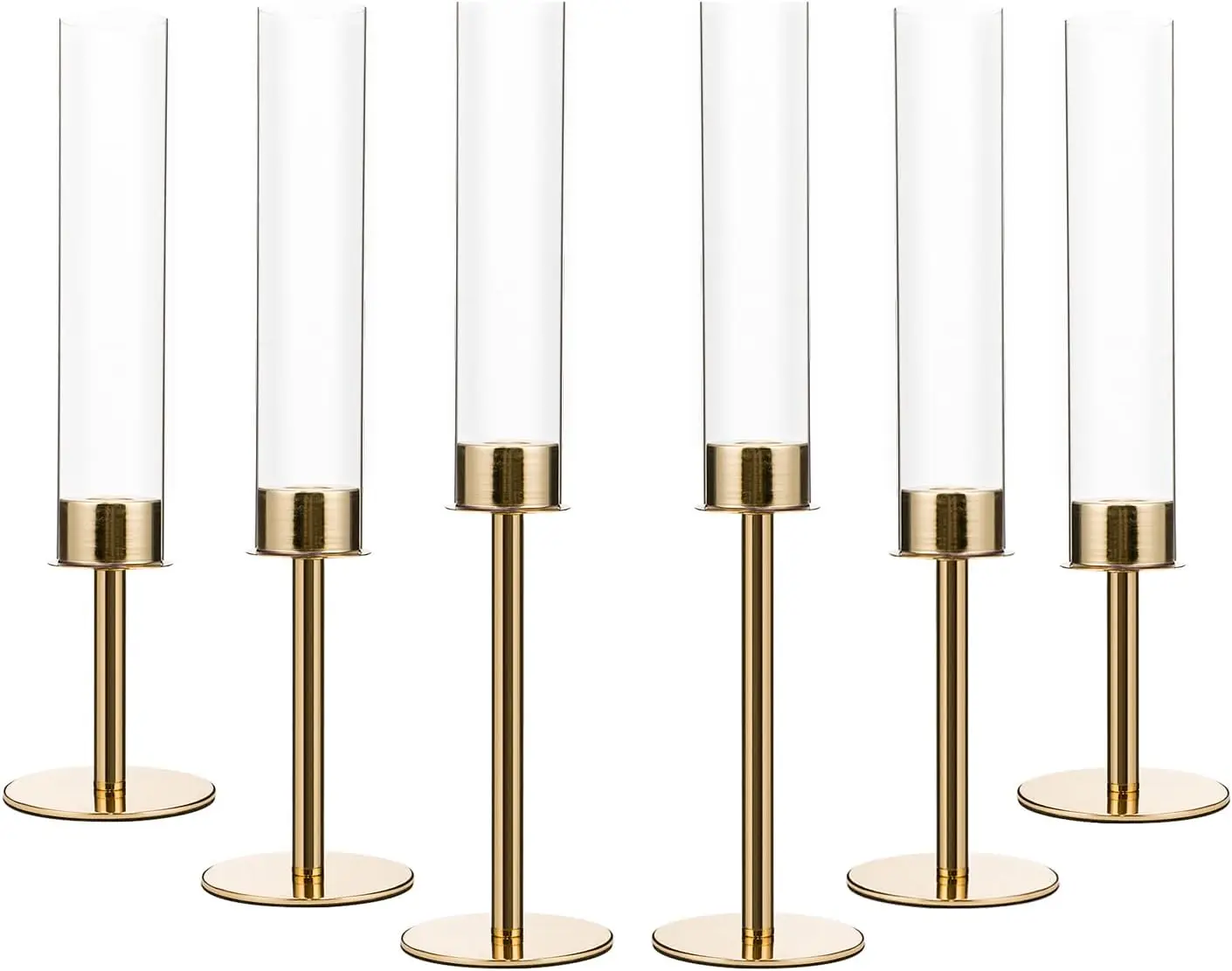 

6PCS Metal Candlesticks Sticks Holder with Acrylic lampshade for Wedding Party Halloween Christmas Decor Fit 0.78" LED Candle