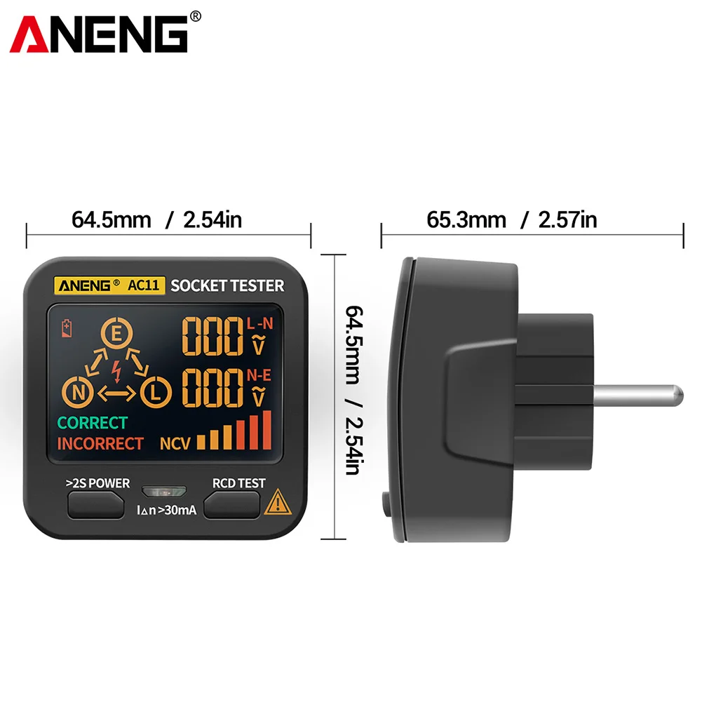 ANENG AC11 Smart Presa di corrente digitale Tester Pro Test di tensione Presa Rivelatore EU/US/UK Tester batteria universale Strumento di controllo