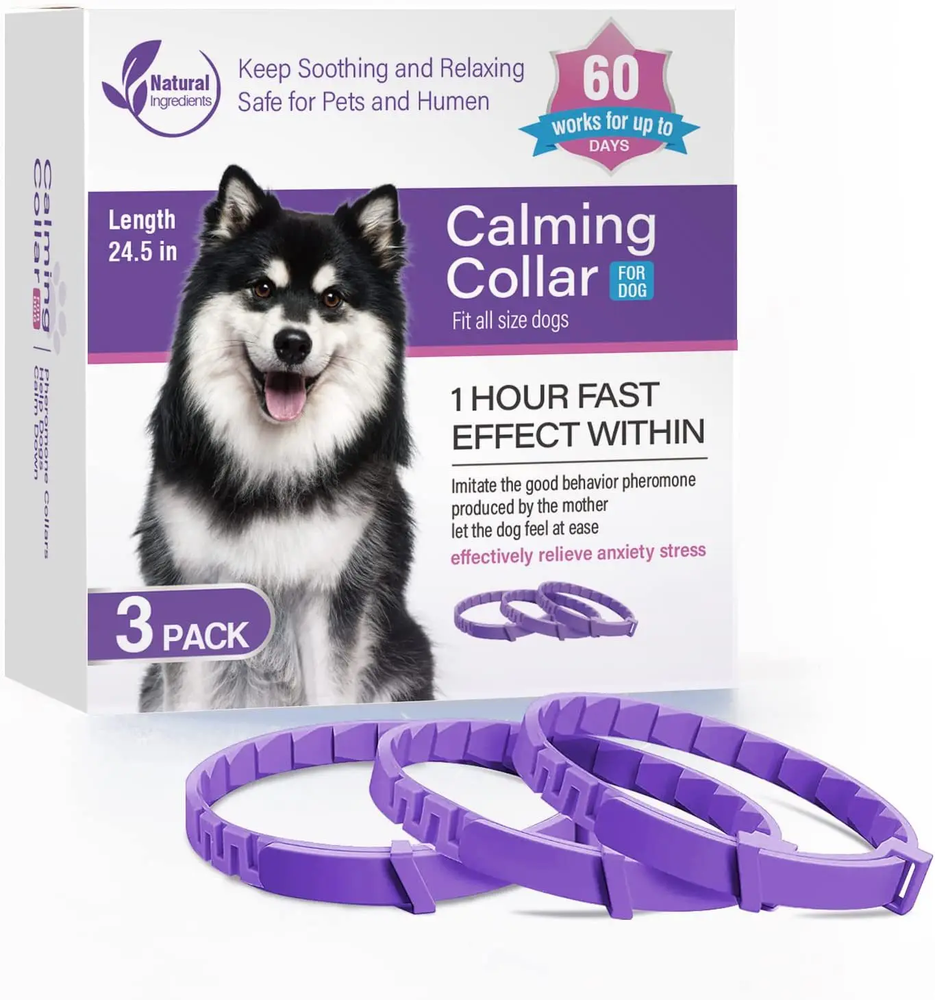 3PCS Pet Universal Calming Collar For Cats Dogs Adjustable Anxiety Pheromone Reducing Pet Collar Lasting Natural Calm Collars