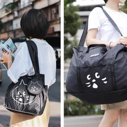 Designer Japan Cat Cartoon Cute Folding Large-capacity Luggage Shoulder Portable Shopping Gym Travel Tote Bag For Men And Women