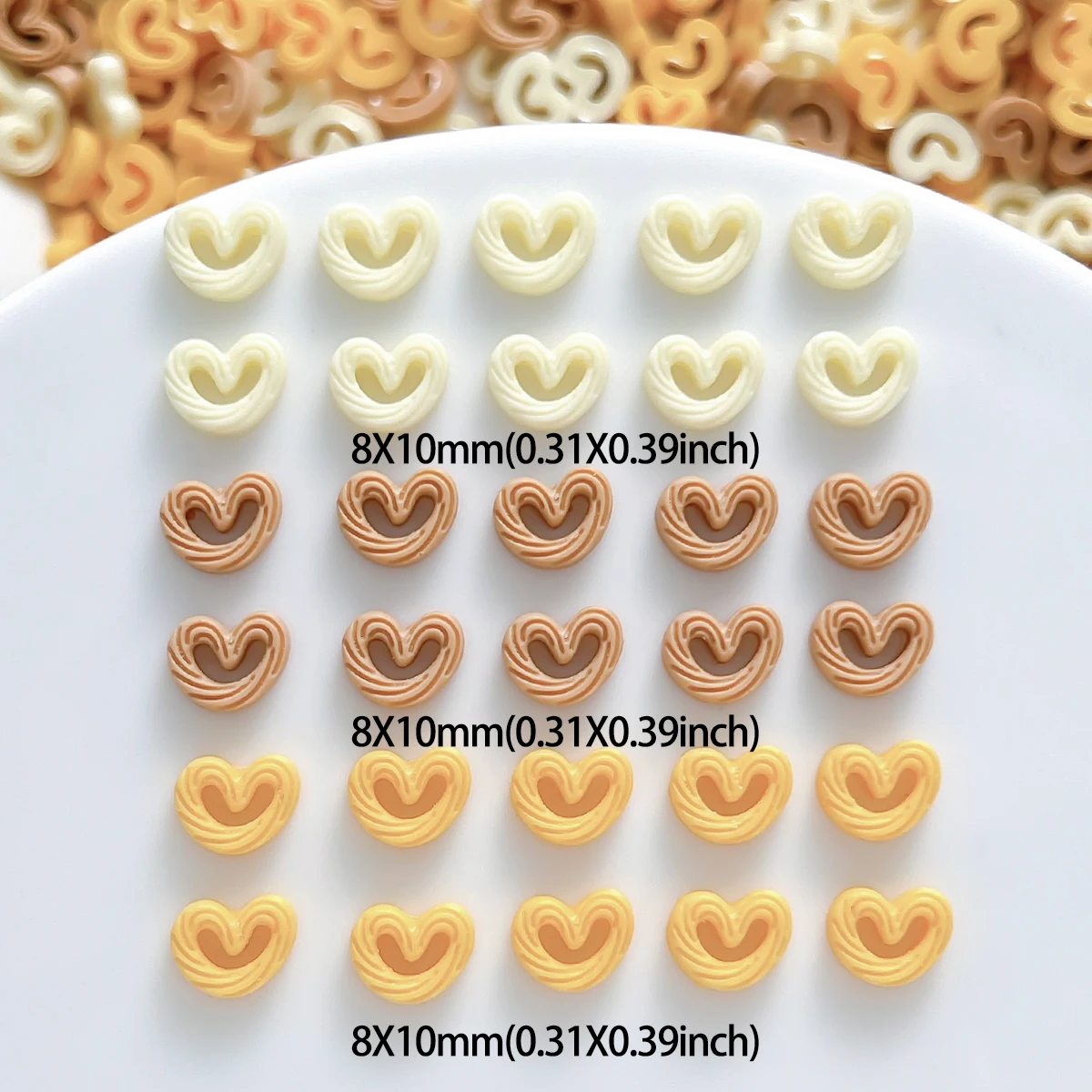 New Creative Resin Heart Nail Charms Solid Color Artificial Heart Cookie Cream Style Nail Art Decorations DIY Nails Clip Parts