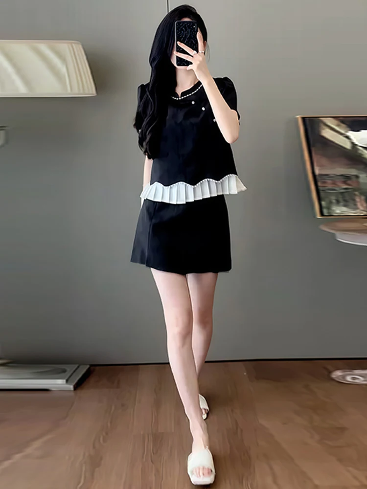 

Ele ort Sve комплект из двух предметов, женская летняя утягивающая юбка с высокой талией 2024, повседневная юбка из полиэфирного волокна против морщин