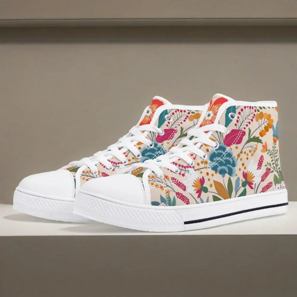 

Customized hand-painted artist design pattern vulcanized shoes classic high-top canvas shoes casual sneakers denim shoes