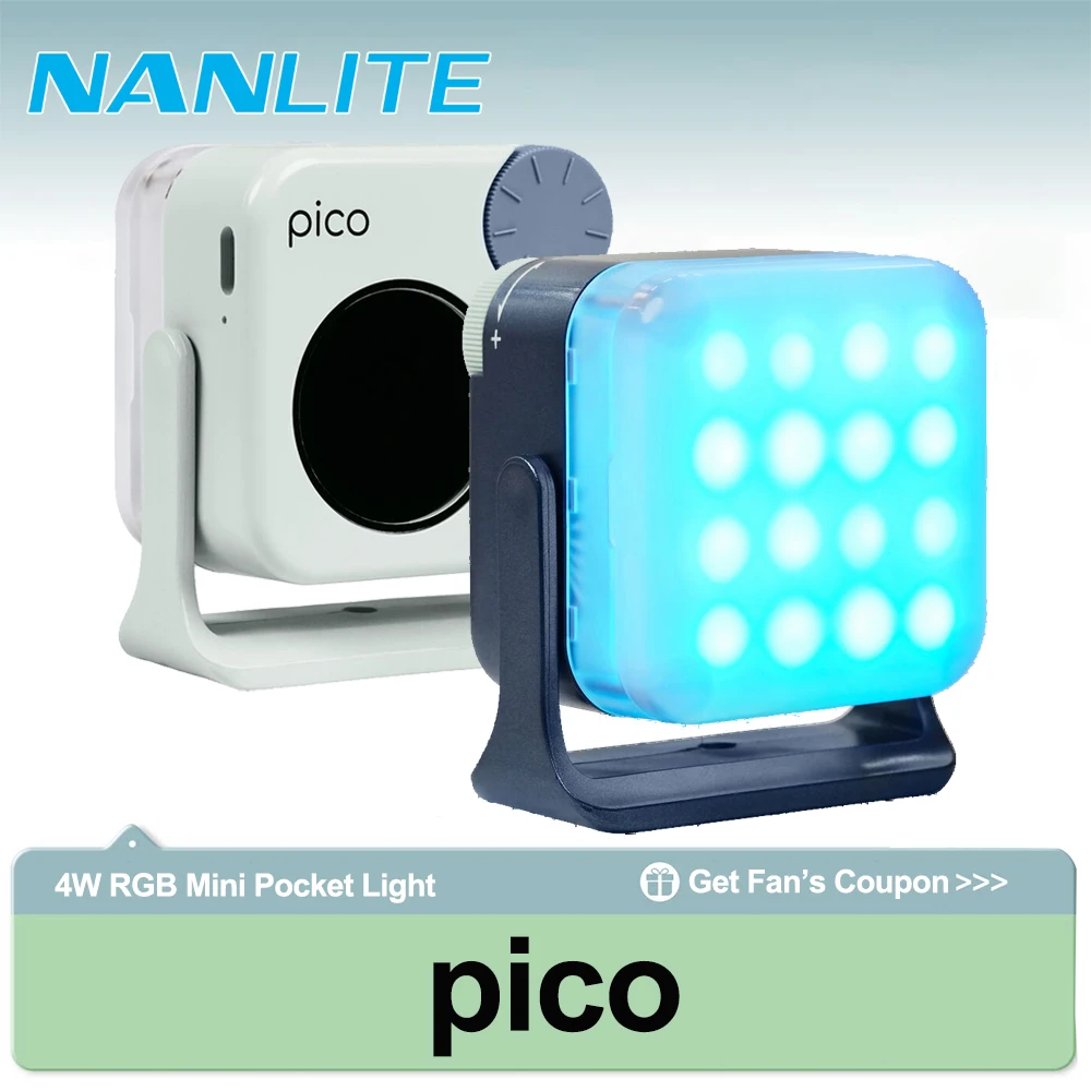 

Nanlite pico Full-color Magnetic LED Mini Pocket Light Portable RGBW Photography Fill Light for Vlog Studio Outdoor Shooting