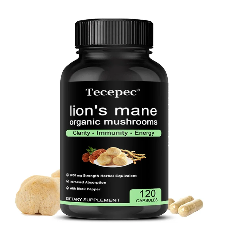 Lion's Mane Organic Mushrooms Supplements - Strength, Memory, Focus, Brain Supplements, Immune System, Nerve Health