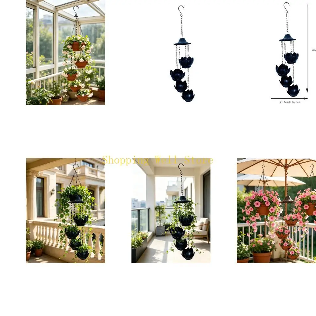 KX4B Iron Hanging Flower Pot  Replacement for Downspout Rainwater Catcher Chain