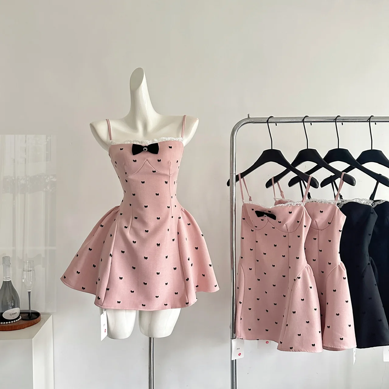 

Spring Summer Woman French Elegant Slim Dress Y2k 2025 Backless Spaghetti Strap A-Line High Waist Mini Dress Sexy Party Outfits