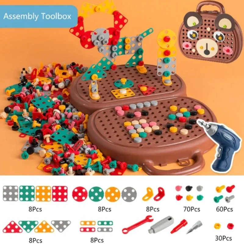 Children Electric Drill Toolbox Driller Games Tool Toy for Boy 3-10 Years Old Montessori Screw Puzzle Kid Pretend Play Toys Gift