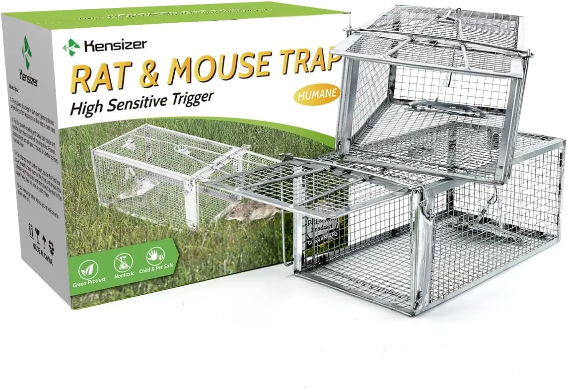 

2-Pack Humane Rat Trap, Live Catch and Release Cage for Indoor Outdoor Small Animals - Mouse Voles Hamsters