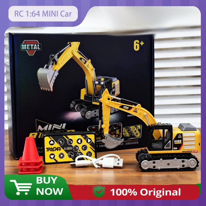 1:64 Hg4-301 RC 자동차 미니 신형 전동 RC 자동차 블루투스&2.4g 컨트롤 시뮬레이션 굴착기 합금 엔지니어링 차량 크리스마스