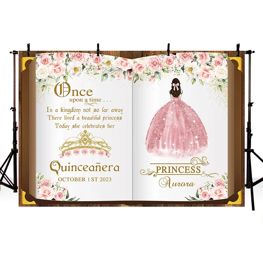 Mehofond Photography Background Quinceañera Books Once Upon a Time Princess Girls Birthday Party Decor Photo Backdrop Studio