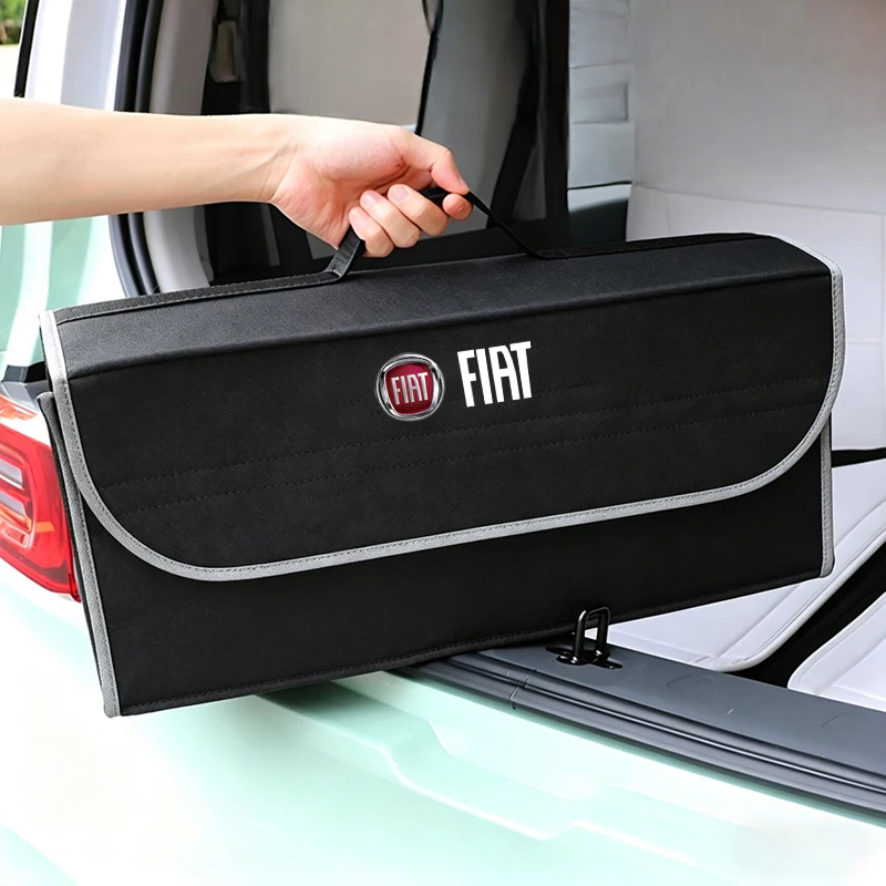 Filzstoff-Kofferraum-Aufbewahrungsbox für Fiat 500 Abarth Punto Panda Doblo Freemont, faltbare Organizer-Tasche, Autozubehör, Schlüsselanhänger