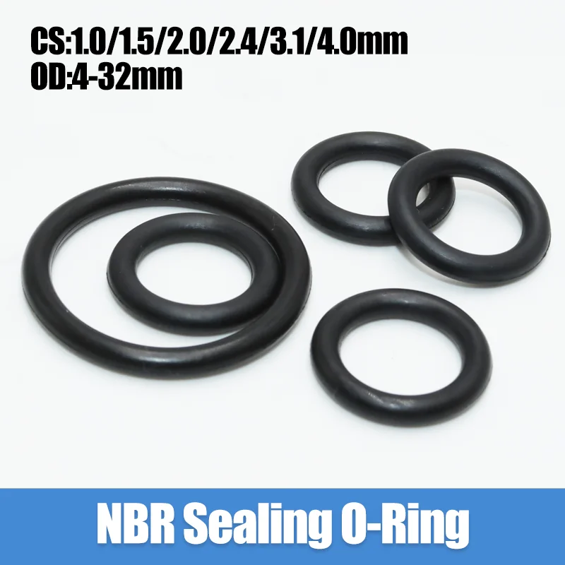 Rubber O Ring Sealing Plumbing Gasket CS 1.0/1.5/2/2.4/3/4 mm NBR Nitrile Oring Corrosion Oil Resist Heat Resistance Seal Washer