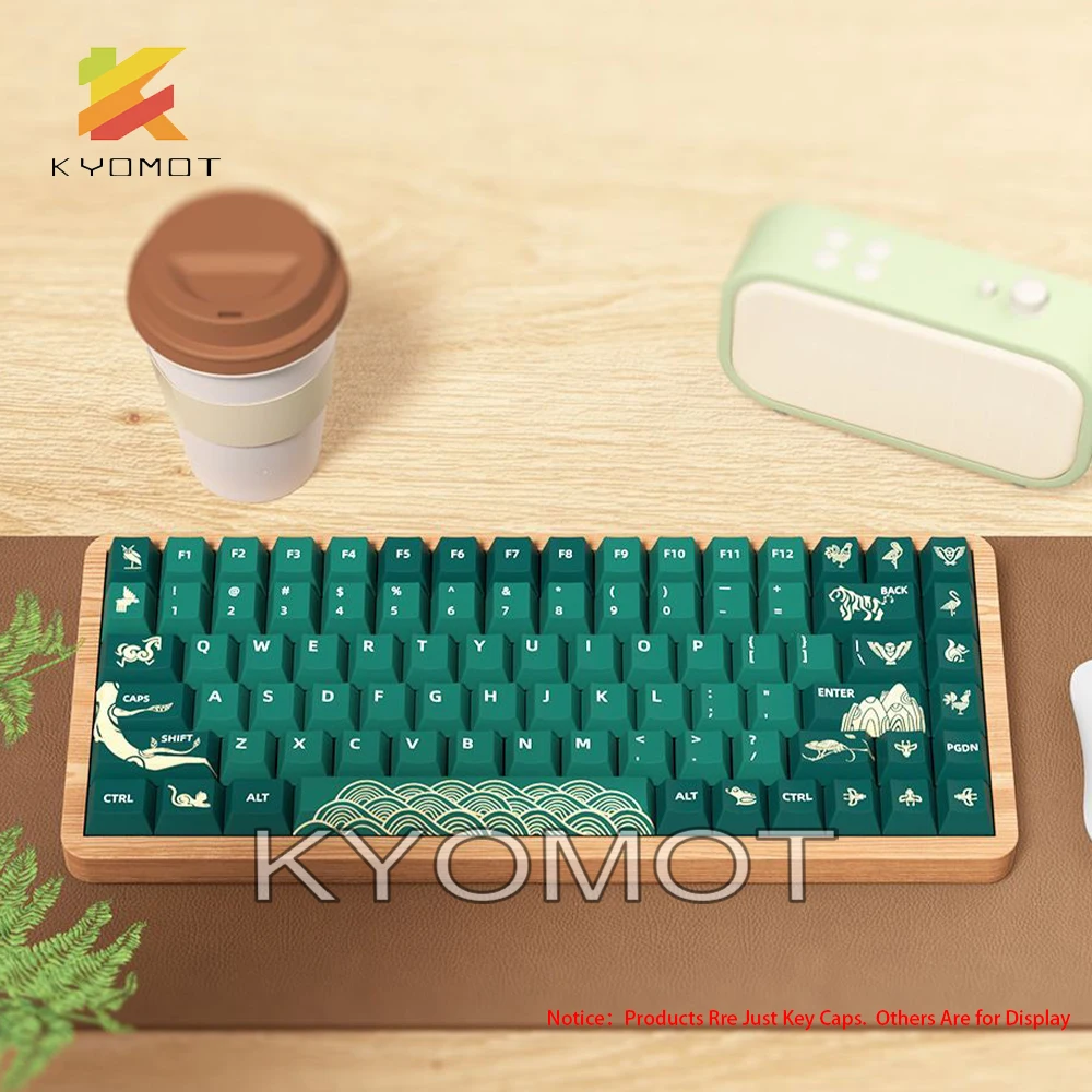 KYOMOT 158 Keys Animal Forest Theme Keycaps PBT Dye-SUB DIY Cherry Profile Key Cap for MX Switch Mechanical Keyboard ISO Cap