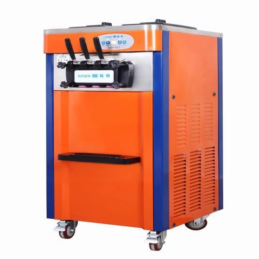 Commercial Soft Serve Ice Cream Machine 6.8-8.4 Gal/H 2.1 Gal Hopper 1500-2300W LCD Panel Puffing Alarm Commercial Customized