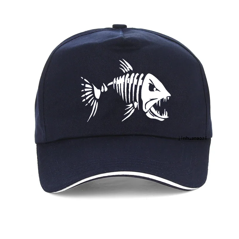 Men Outdoor Fishing Cap Fishing Hat Baseball Golf Hunting Cap with Cartoon Fish Bones Snapback Hat