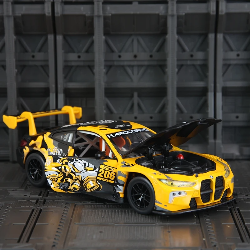 CCA 1:24 Audi R8 LMS WASA alloy car model BMW M4 GT3 WASA co branded rally car has simulated sound and lighting functions