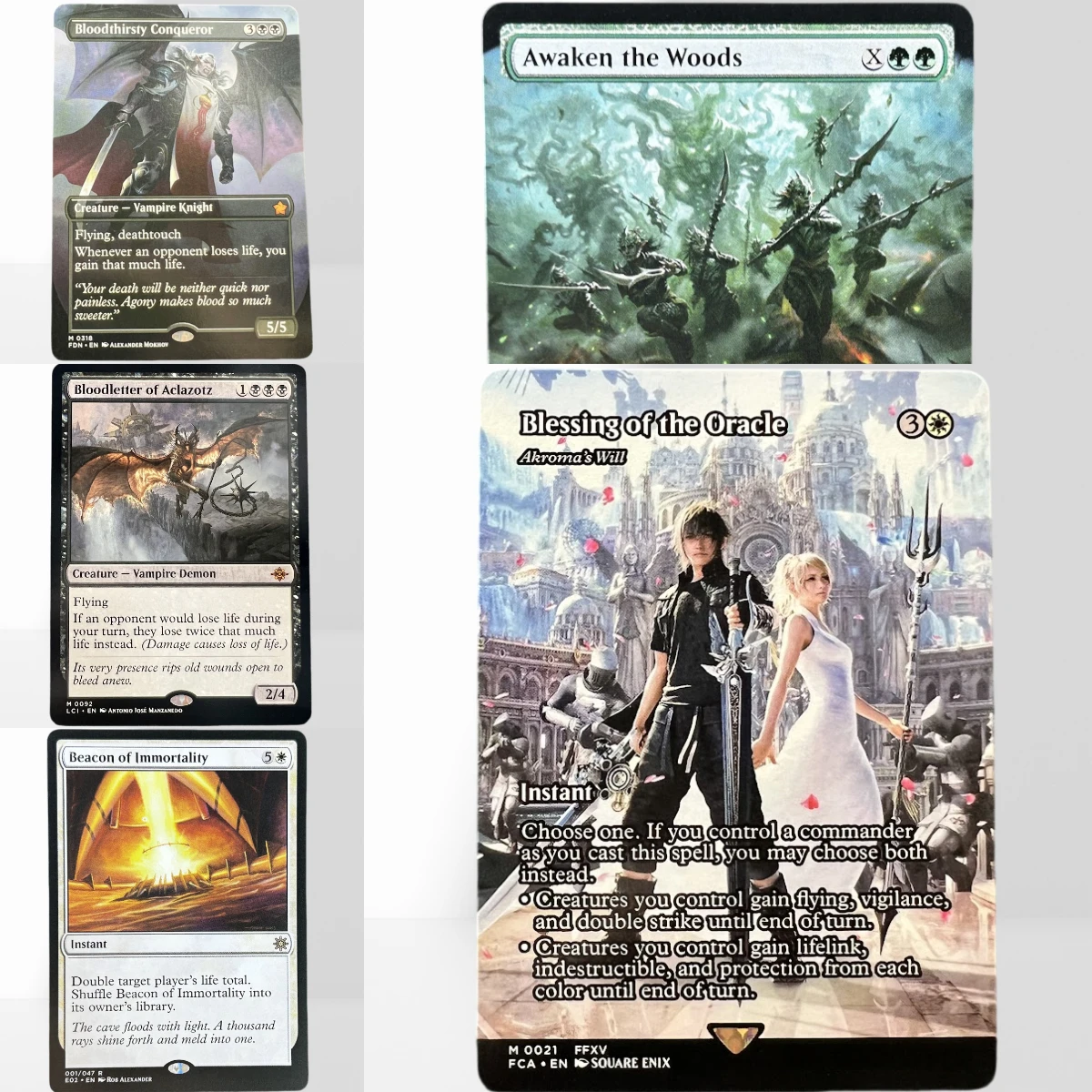 HOLO39-1-A-B TCG Proxy Mágico Awaken the Woods Barrowgoyf Blessing of the Oracle Bloom Tender SPG German Black Core