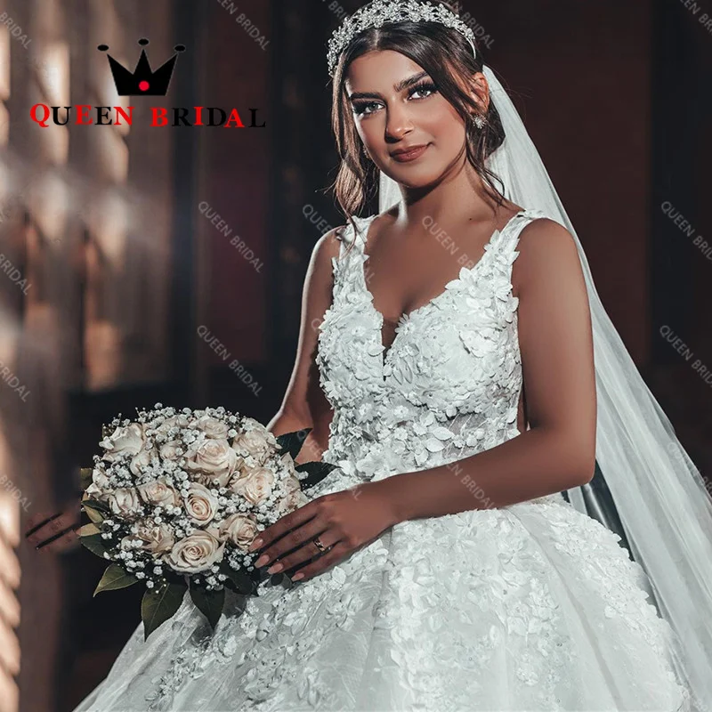 Elegante vestido De novia con cuello en V, apliques De perlas De encaje, sin mangas, largo hasta el suelo, personalizado, Y49X