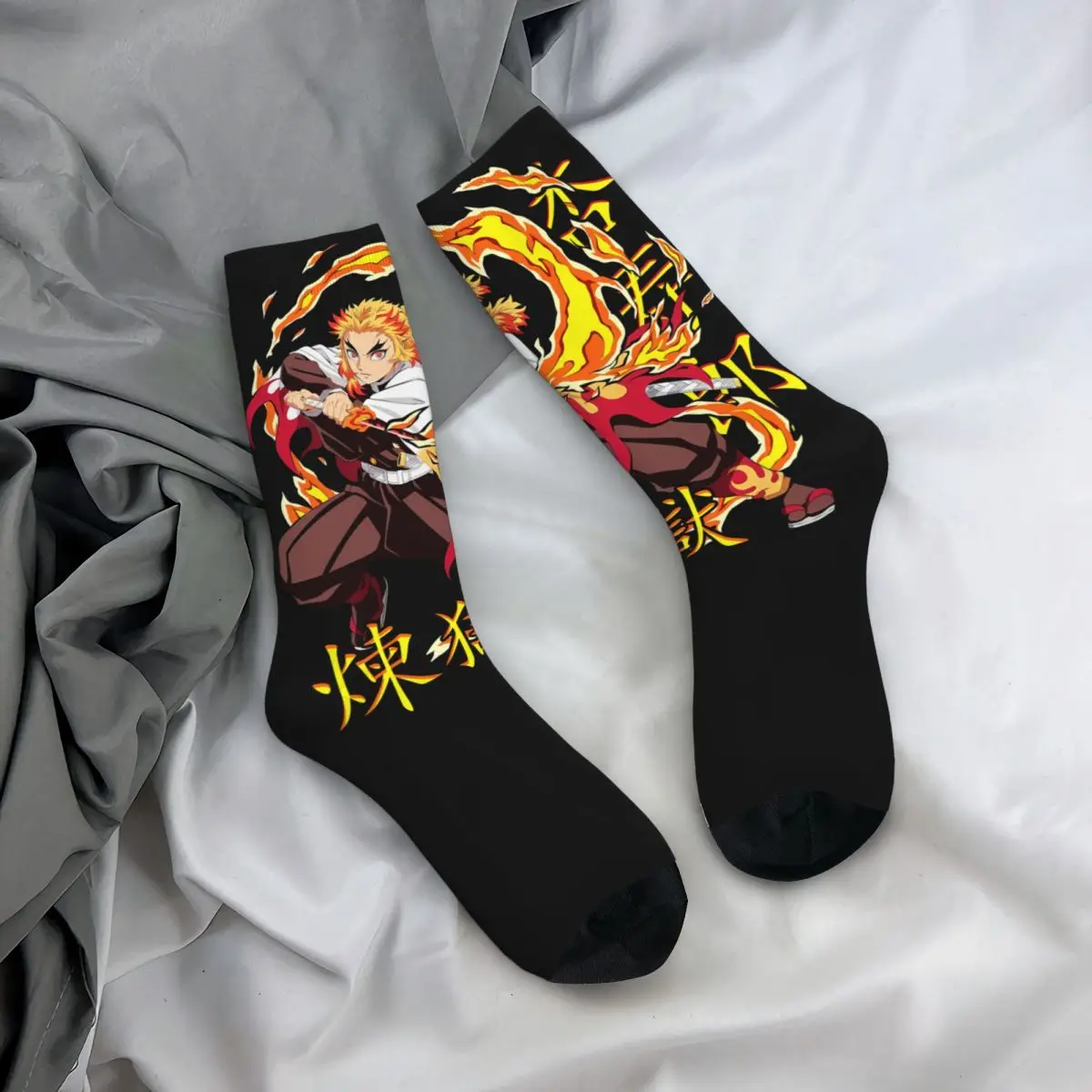 Anime Rengoku Kyoujurou DEMON SLAYER Men and Women printing Socks,lovely Applicable throughout the year Dressing Gift