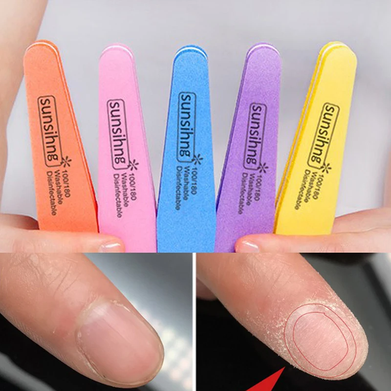 10Pcs Double-sided Nail File Blocks Colorful Sponge Polish Buffing Sanding Buffer Strips Polishing Pedicure Manicure Tools