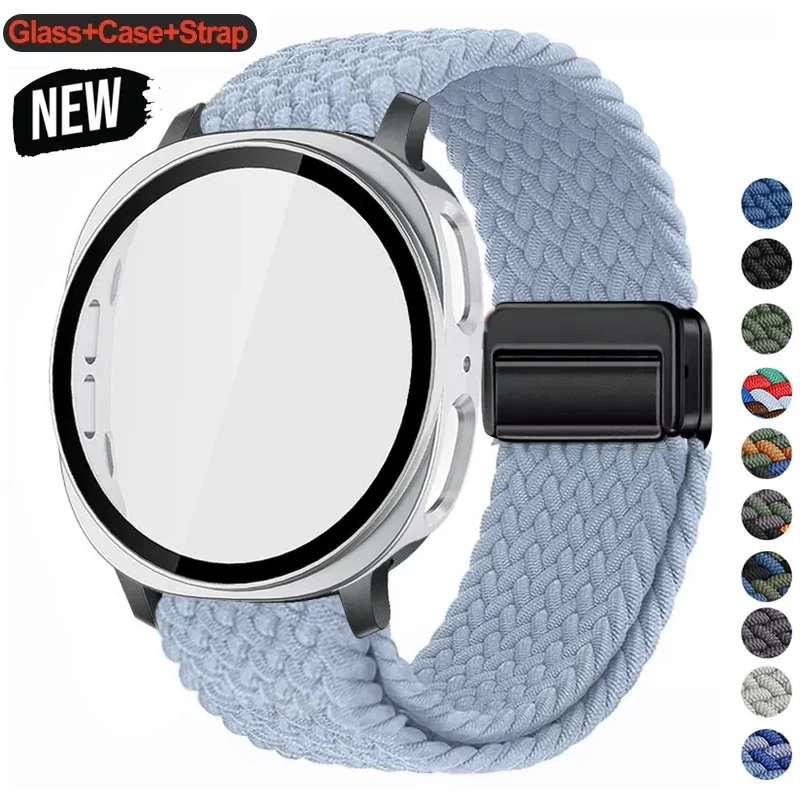 Glasgehäuse + Armband für Samsung Galaxy Watch 8 40 mm 44 mm Nylon-Webarmband PC-Schutzhülle Galaxy Watch 8 Classic 46 mm