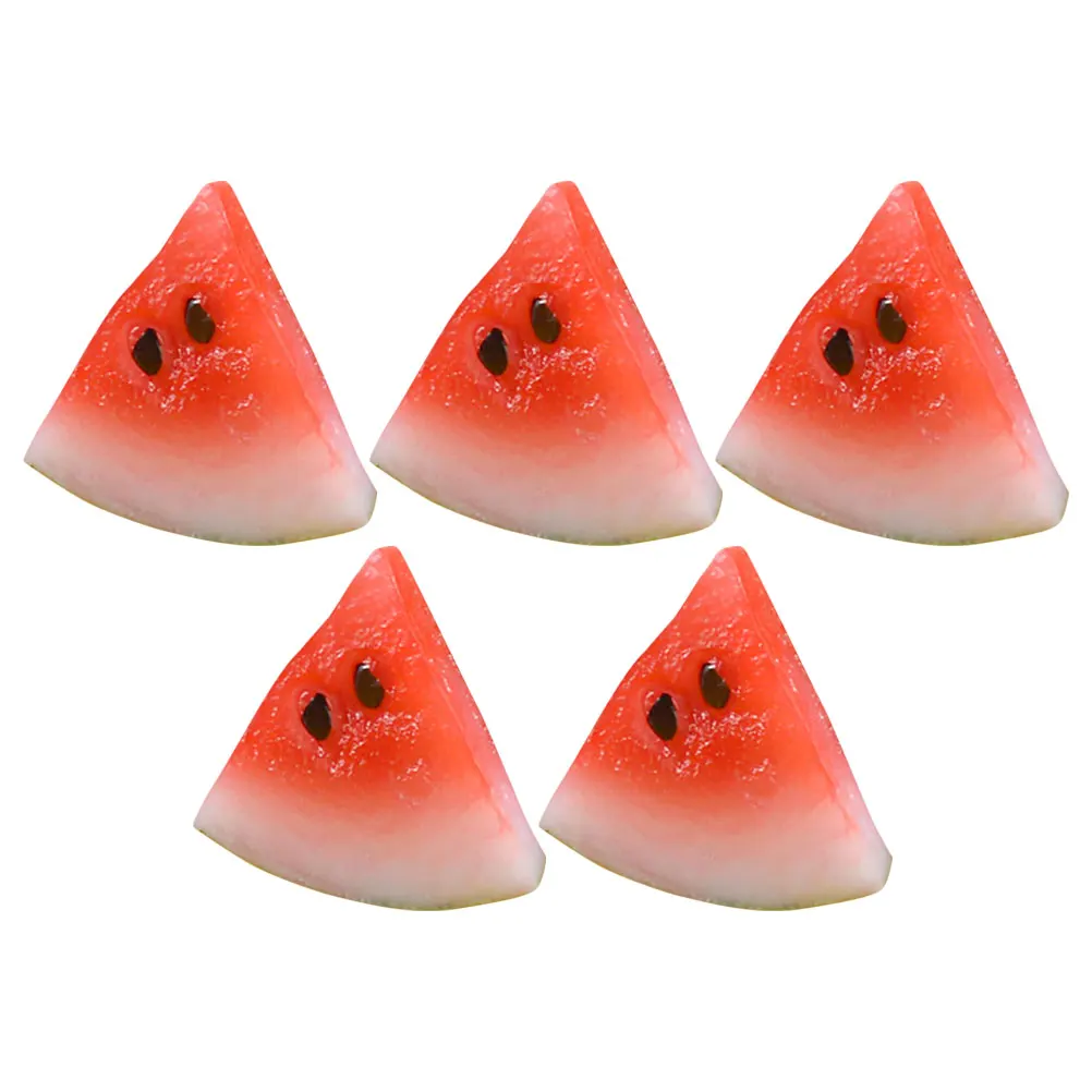 

5pcs Watermelon Slice Miniature Fruits Realistic Simulation Decor Kitchen Fake Fruit House Accessory Montessori