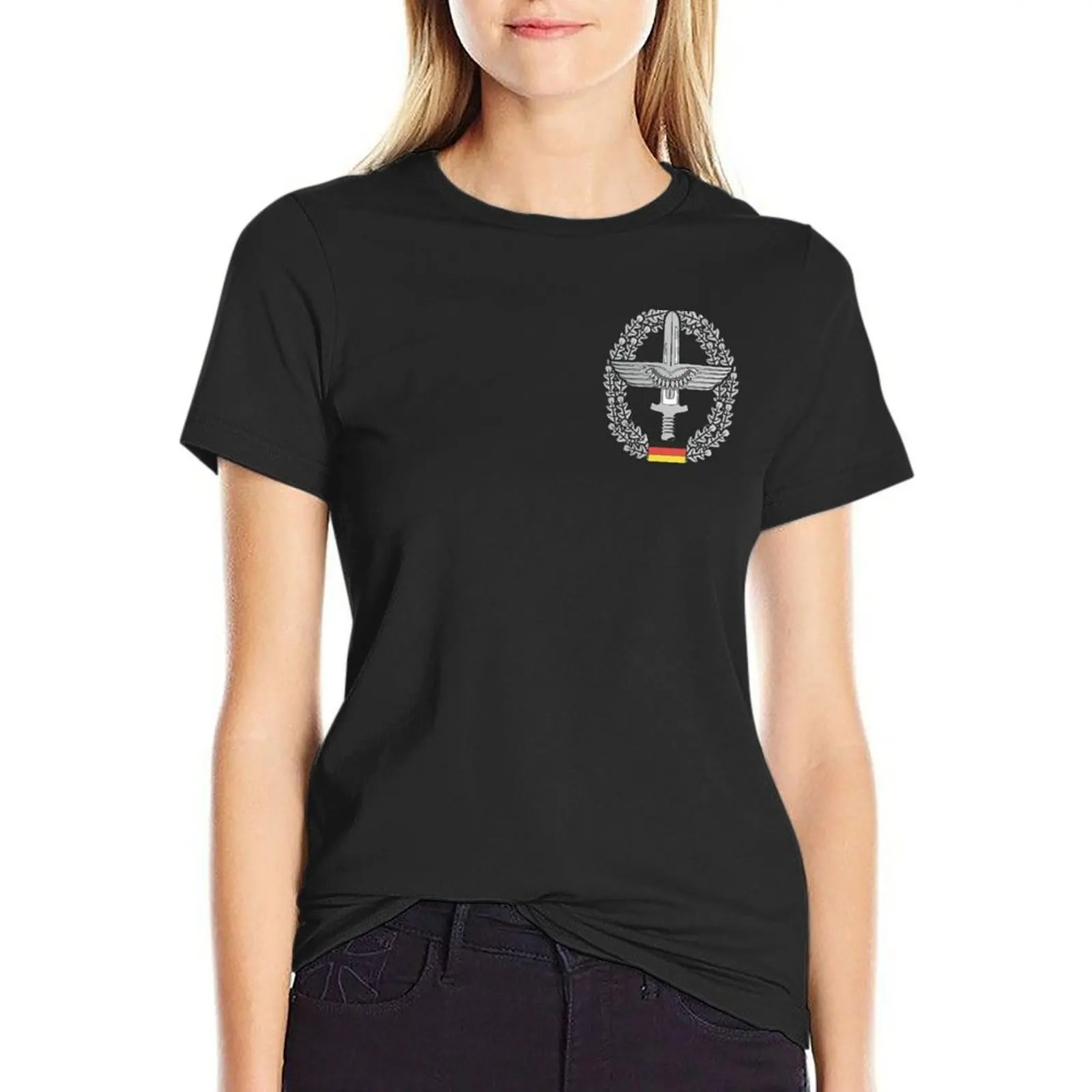 Heeresflieger Bundeswehr beret badge T-Shirt Short sleeve tee Blouse heavyweights black t-shirts for Women