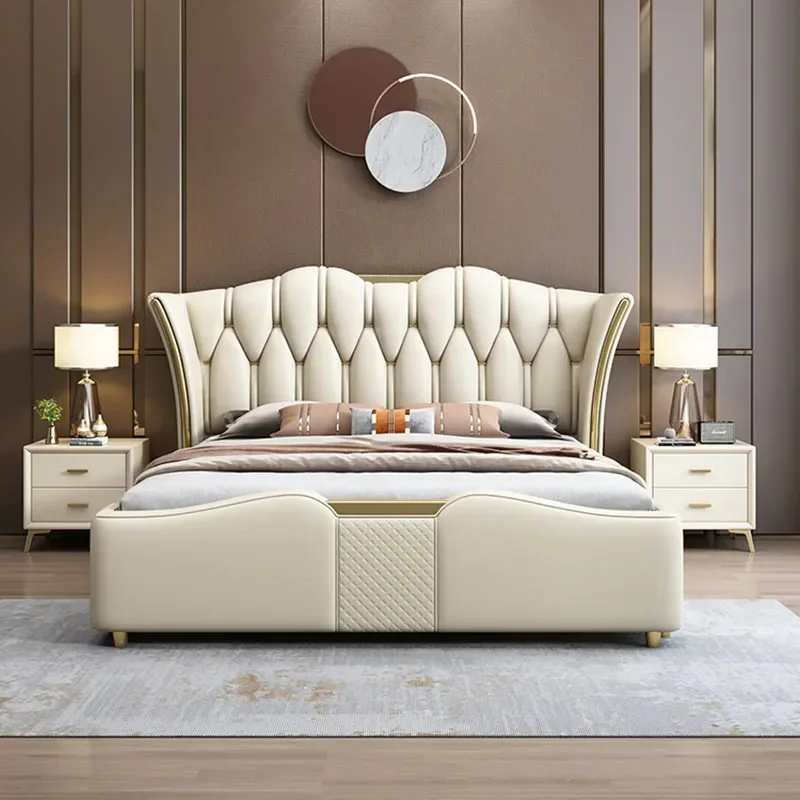 

Aesthetic European Double Bed Frame Master Wood King High End Designer Bed Frame Sleeping Letti Matrimoniali Home Furniture